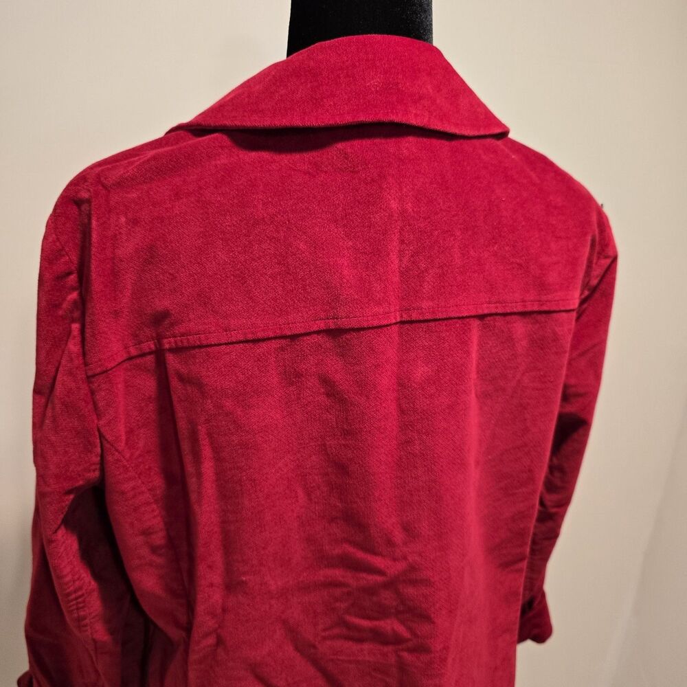 Talbots Red Velvet Jacket Blazer 14W Preppy Retro Chore Barn Vintage 90s Bright - Picture 6 of 10